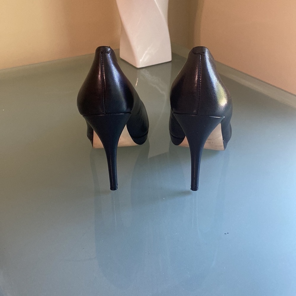 Nine West Platform Heels Nine West Black Leather Pumps Size 9 - Picture 6 of 9